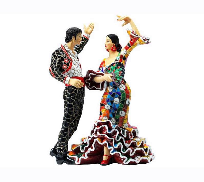 Pareja de Bailaores de Flamenco Mosaico. 25cm