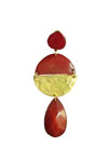 Pendientes de Fiesta Redondo mitad Resina y Cristal Rojo y Dorado con Lágrima 28.020€ #50223PEN51X