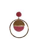 Boucle d'oreille créole dorée et pierre cristal fraise 30.580€ #50223PEN65XFRS