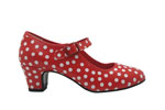 Zapatos de Flamenca Sintéticos Rojos Lunares Blancos 12.400€ #50033OFRLN