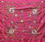 Manton de Manila para Ensayo. Fucsia bordado en Colores. 135cm X 135cm 70.248€ #50034MNTNFXCLRS