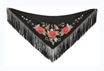 Black Embroidered Small Shawls with 3 Large Coral Roses 99.174€ #50759M2NGCRL