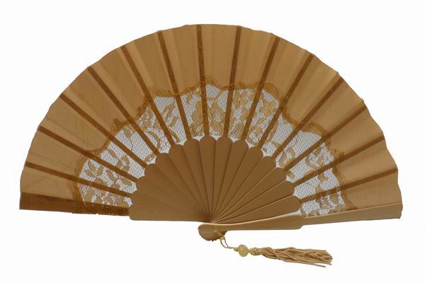 Gold Satin and Lace Fan. Ref. 1349