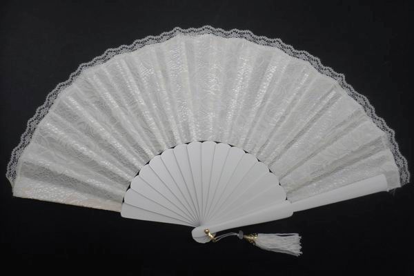 Ivory Satin and Lace Fan for Brides Ref. 1346