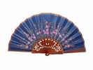 Navy Blue Lace Lacquered Sipo Wood Fan With Small Flowers and Wheat Ears. D12. 50X27cm 79.256€ #501024010LCD12AZ