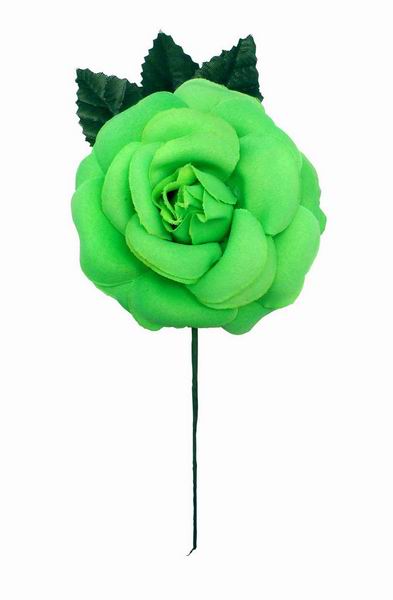 Rose de taille moyenne couleur pistache unie CH. Fleur en tissu. 9cm