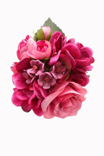 Serre-tête de roses et autres fleurs roses. 22cm