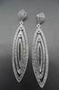 Silver and Marcasite Stones Earrings in Shape of Triple Ogival. 8cm