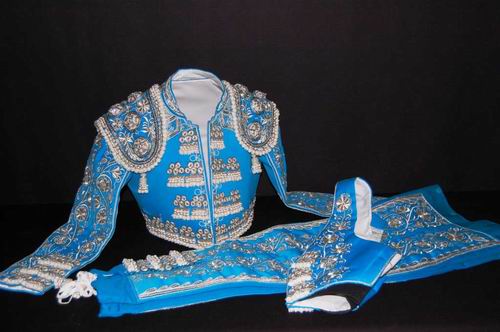 Authentic bullfighter costume. Blue and Silver
