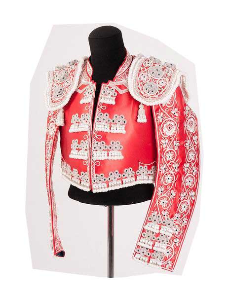 Authentic bullfighter costume. Red and Silver