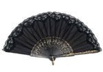 Plain Black Fan with Black Fretwork Ribs Decorated with Gold details and Black Lace 9.300€ #503282377