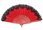Plain Red Fan with Red Fretwork Ribs and Black Lace 9.300€ #503282378