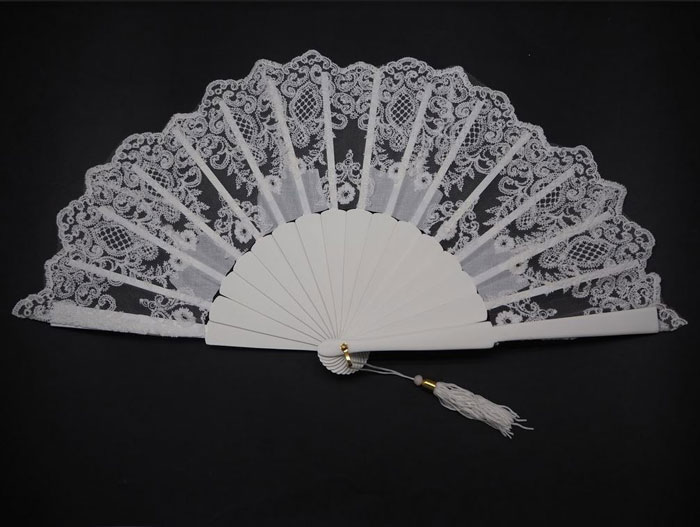 White Fan with Lace. Off White