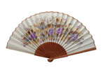 Beige Hand Made Fan With Painted Flowers and Polished Pear Tree Wood Ribs 33.058€ #501025010EF151