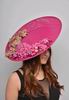 Sinamay Floppy Hat Hortensia XXL in Fuchsia with Flowers of same Tones