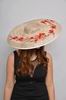 Sinamay Floppy Hat in Champagne decorated with Red Flowers. Romina 165.290€ #94138ROMINA