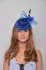 Headdress Erika. Flower and Circles in Blue Tulle and Green Feathers 61.980€ #94004ERIKA