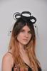 Headdress Alejandra. Sinamay Bows and Veil with Black Polka Dots 49.590€ #94004ALEJANDRA