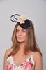 Headdress Sabrina. Black Casquette and Circles with a Beige Flower 70.250€ #94004SABRINA