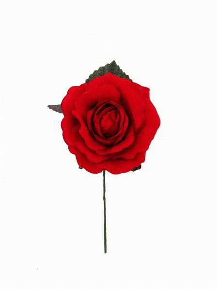 Flor Rosa Flamenca Mediana. Modelo Venecia. 11cm. Rojo