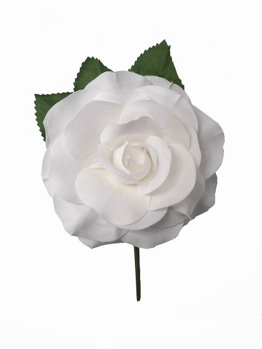 Flamenca Rose in White Medium size. Model Venecia. 11cm