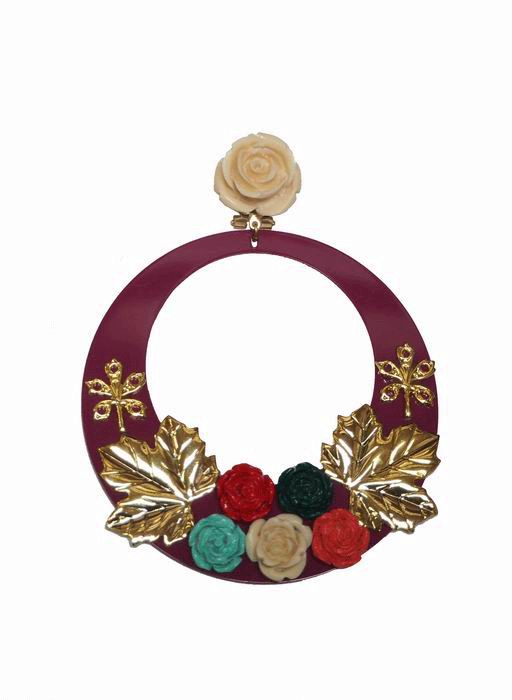 Acetate Earrings for the Feria in Burgundy
