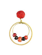 Double Gold Hoop Earrings with Red and Black Stones 25.620€ #50223PEN76PD