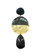 Boucles d'Oreilles de Fête de Forme Ronde en Résine Cristal Dorée et Noir avec une Larme 28.020€ #50223PEN51XNG