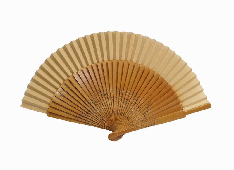 Hazelnut sycamore wood laser engraved fan. Ref. 150