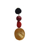 Red and Black Nacre Stone Hoop Earrings with Golden Circle