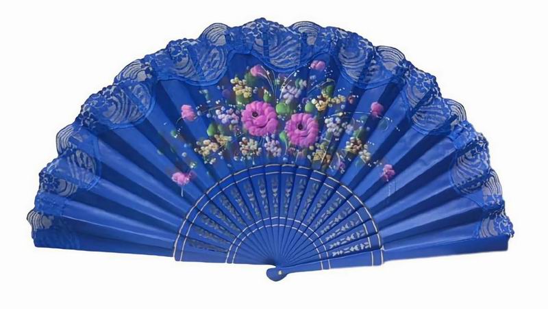 Hand painted fan with blue lace. ref. 150AZOSCENCJ 42.893€ #501025557150AZOSCENC