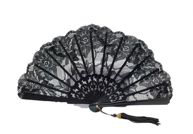 Black Lace Maid of Honor Fan. Ref. 1601