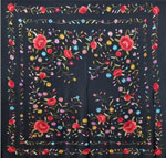 Handmade Manila Embroidered Shawl. Natural Silk. Ref. 1010615NGCO 314.050€ #500351010615NGCO