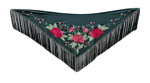 Embroidered Small Shawl Bottle Green 3 Large Fuchsia Roses 99.174€ #50759M2VRDBTFX