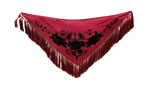 Red Embroidered Small Shawls with 3 Large Black Roses