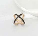 Black Lacquered Gold Plated and Gold Plated Metal X Shape Shawl Brooch Ring 4.959€ #509400BRXNG