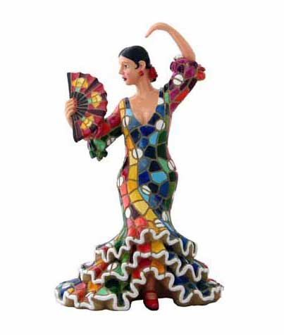 Mosaïc Flamenco Dancer with Fan. 17cm
