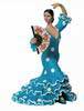 Flamenco Dancer Dots Costume Matt and Turquoise with Fan. 17 cm 13.800€ #5057934094