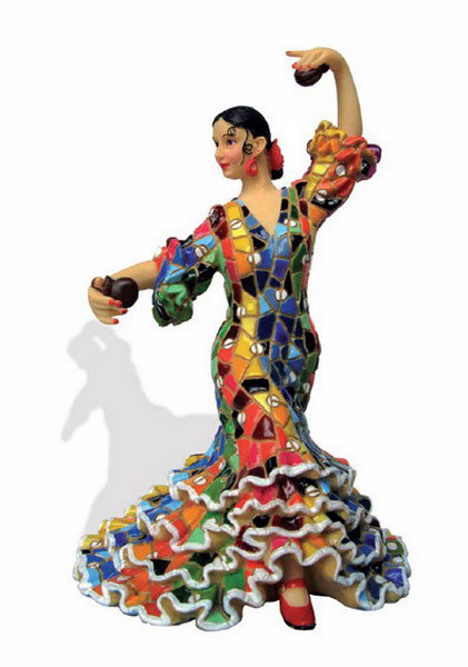 Flamenca with mosaic costume. Barcino. Multicolor 13cm