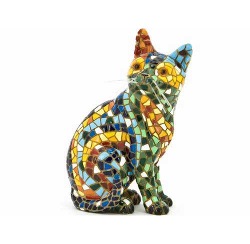Chat Mosaïque Barcino Style Gaudi. 15cm.