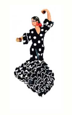 Black With White Polka Dots Dressed Flamenco Dancer Magnet