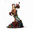 Carnival Bailaora Playing Castanets with Milticolor Flamenco Outfit. 40cm