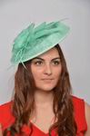 Headdress Greta. Sinamay and Feathers in Apple Green 20.660€ #94005GRETA