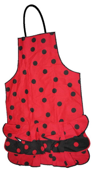 Flamenco Red Apron with Black Dots