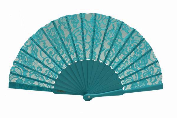Turquoise Lace Ceremony Fan. Ref.6820