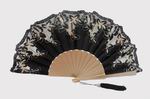 Black Satin Party Fan with Golden Ribs and Black and Gold Lace Edging Ref. 1387 26.115€ #503281387