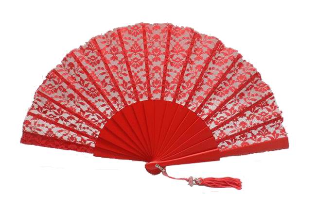 Red lace ceremony fan  Ref. 1384