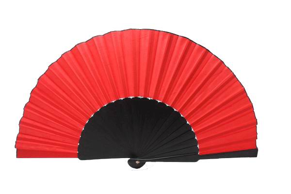 Éventail Pericón pour le Flamenco Tissu Rouge et Bois Noir