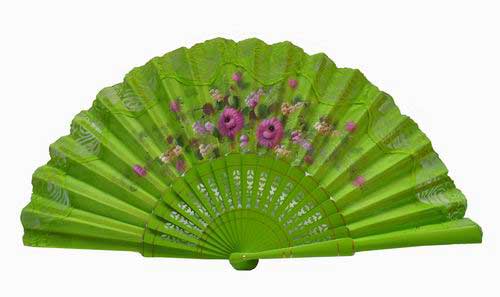 Hand painted fan with pistachio green lace. ref. 150ENCJ