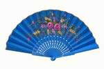 Blue hand-painted fan with golden rim. ref. 150 32.640€ #501021000150AZ